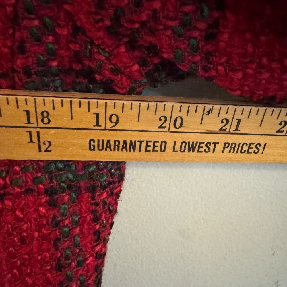Tan Jay Vintage Red Plaid Tweed Blazer Gold Crest Button Jacket US 12 A2886 - Picture 4 of 8